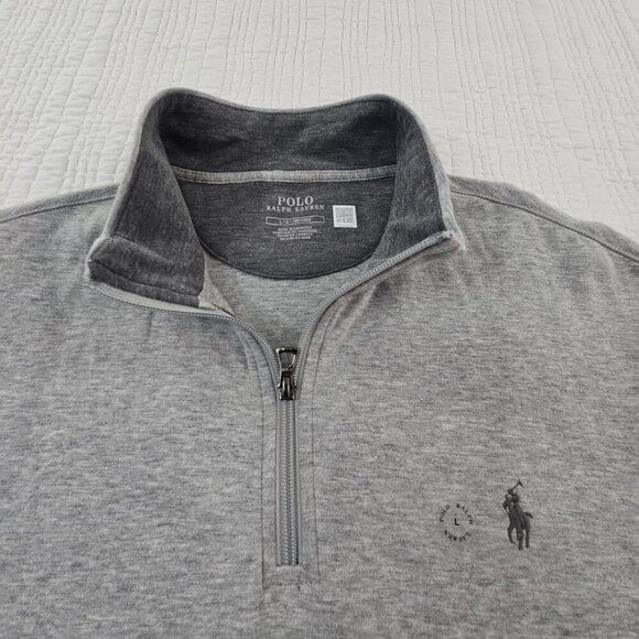 NEW Polo Ralph Lauren 1/4 Zip Henley Men's Large Grey Pullover Grey Pony NWT - Picture 5 of 15